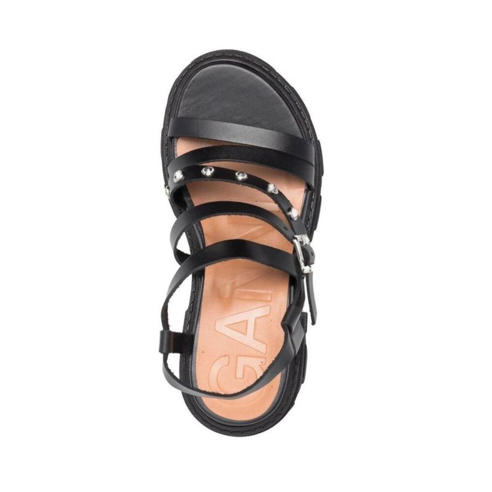 Ganni Womens Cleated Strappy Block Heel Sandals 39 Black - NIB $475 - Picture 3 of 7